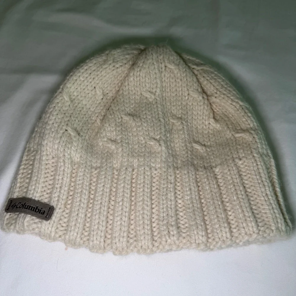 Columbia Youth Cable Knit Fleece Lined Beanie Cream One Size OS